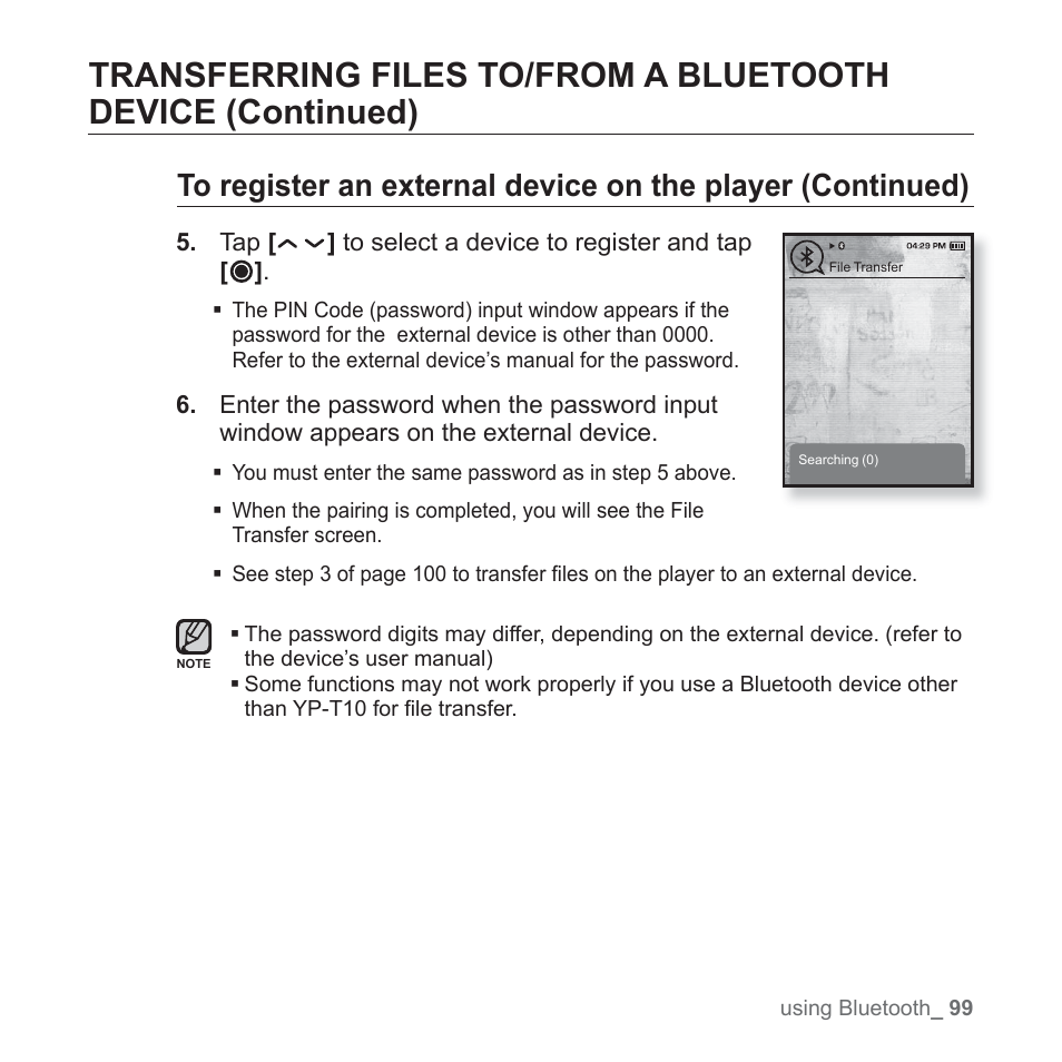 Samsung YP-T10JAGY-XAA User Manual | Page 99 / 121