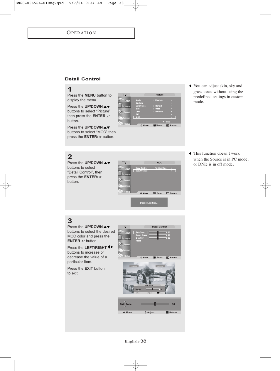 Detail control | Samsung LTP266WX-XAA User Manual | Page 41 / 77