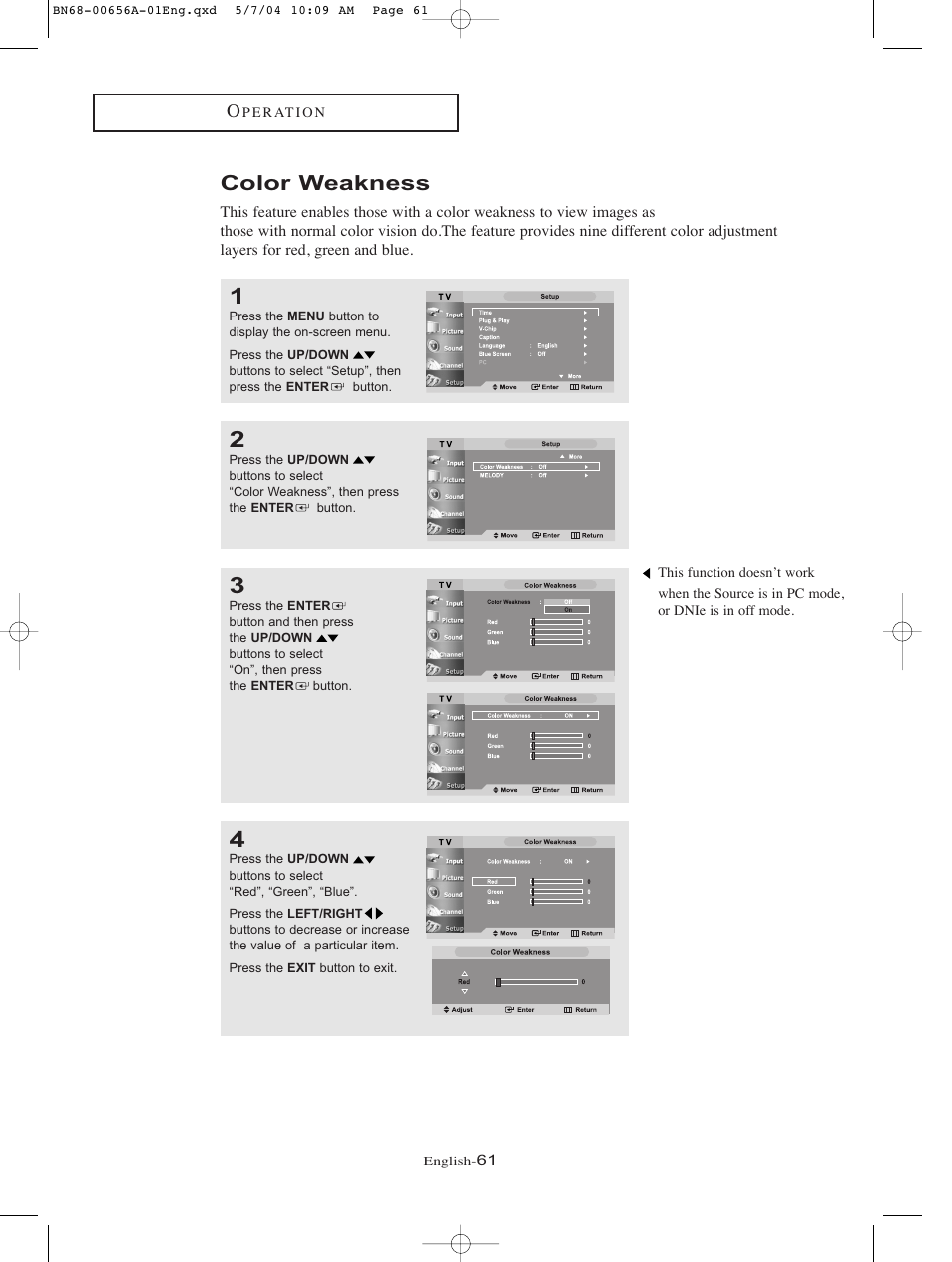 Color weakness | Samsung LTP266WX-XAA User Manual | Page 64 / 77