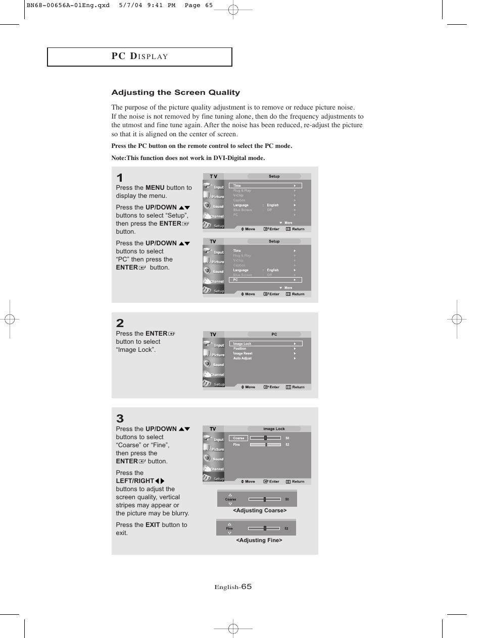 Adjusting the screen quality, P c d | Samsung LTP266WX-XAA User Manual | Page 68 / 77