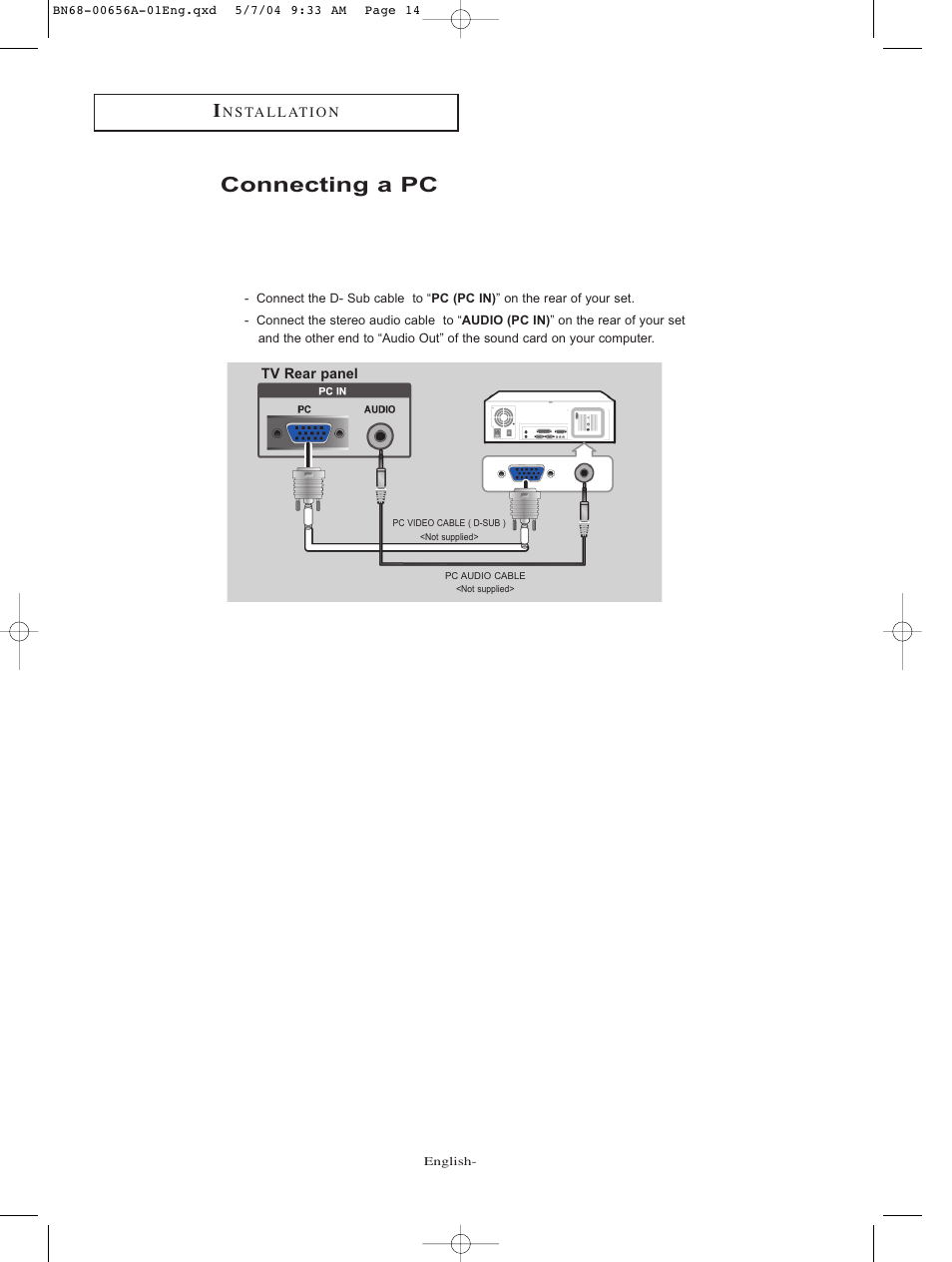 Connecting a pc | Samsung LTP266WX-XAC User Manual | Page 5 / 5
