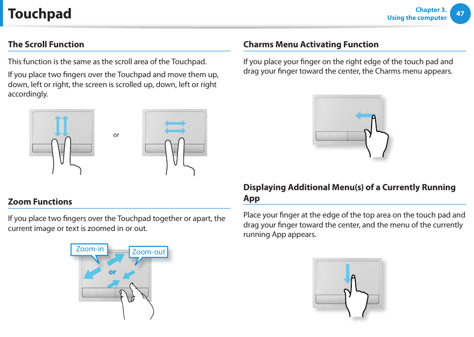 Touchpad | Samsung NP300E5E-A01US User Manual | Page 48 / 140