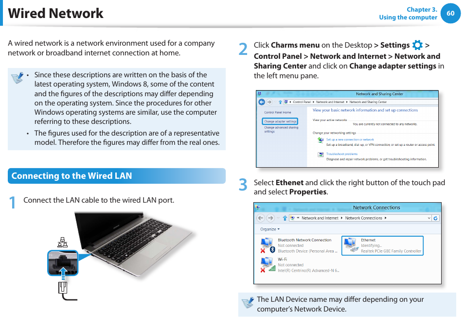 Wired network | Samsung NP300E5E-A01US User Manual | Page 61 / 140