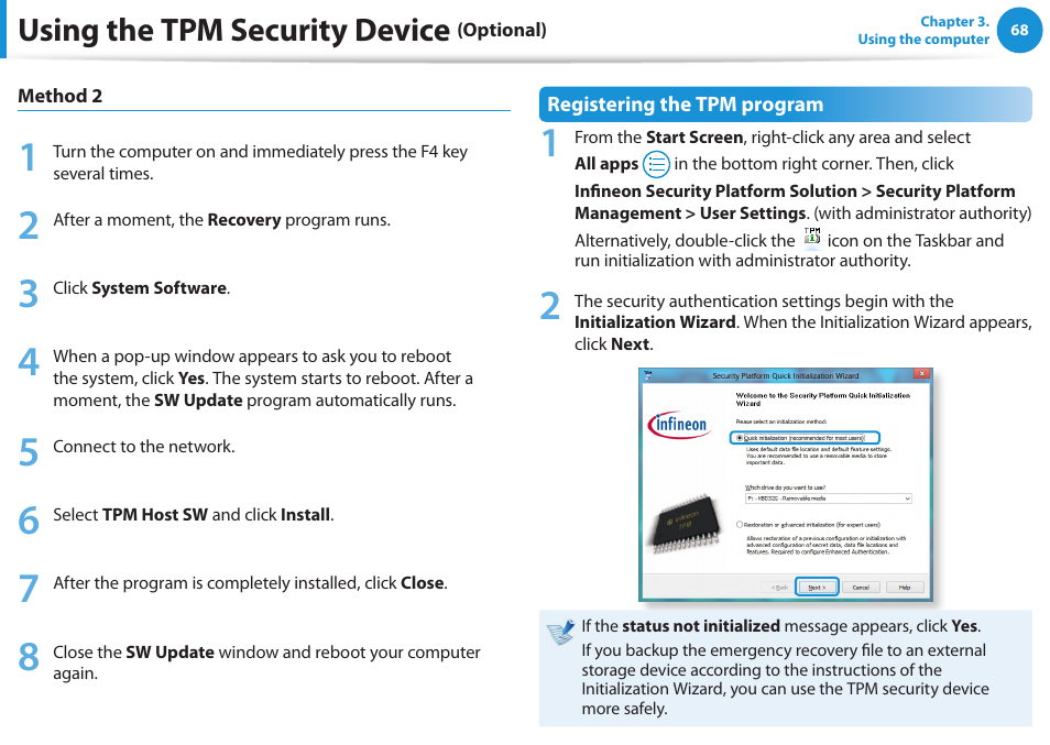 Using the tpm security device | Samsung NP300E5E-A01US User Manual | Page 69 / 140