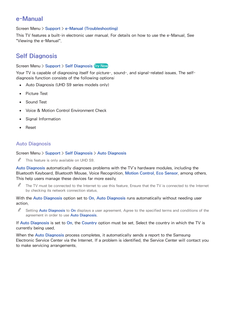 155 e-manual, 155 self diagnosis, 155 auto diagnosis | E-manual, Self diagnosis | Samsung UN85S9VFXZA User Manual | Page 162 / 193