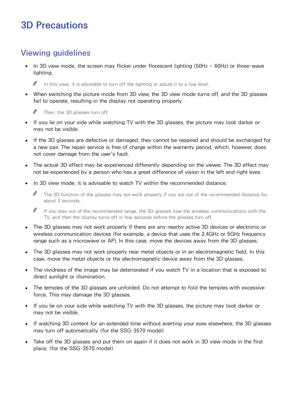 3d precautions, 168 viewing guidelines, Viewing guidelines | Samsung UN85S9VFXZA User Manual | Page 175 / 193