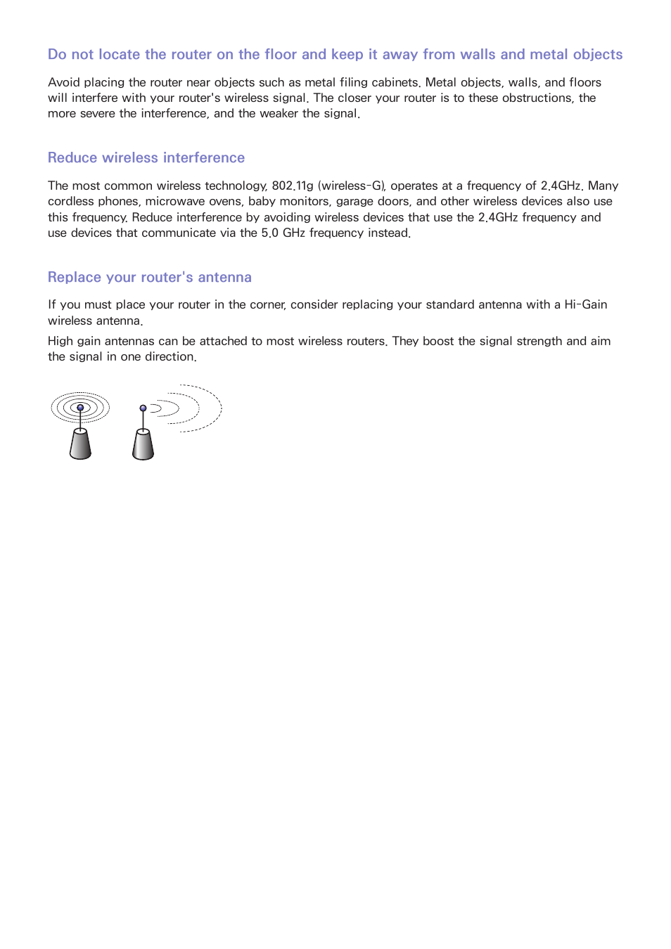 From walls and metal objects, 183 reduce wireless interference, 183 replace your router's antenna | Samsung UN85S9VFXZA User Manual | Page 190 / 193