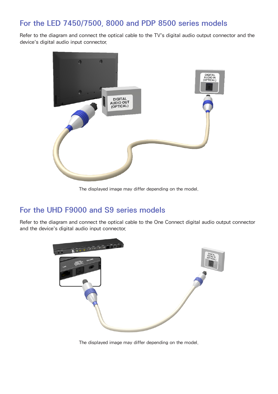 For the led 7450/7500, 8000 and pdp 8500 series, Models, For the uhd f9000 and s9 series models | Samsung UN85S9VFXZA User Manual | Page 21 / 193