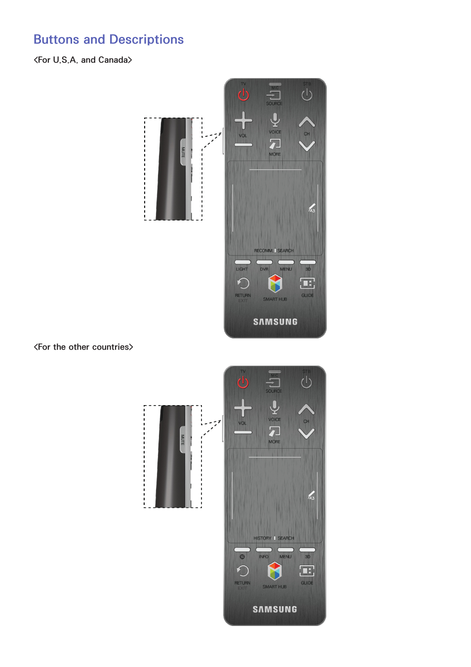47 buttons and descriptions, Buttons and descriptions | Samsung UN85S9VFXZA User Manual | Page 54 / 193
