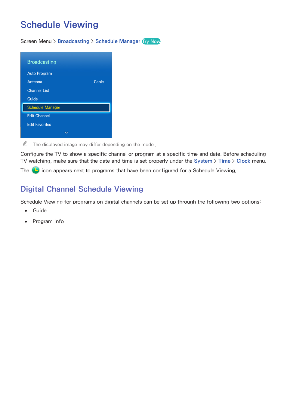 Schedule viewing, 83 digital channel schedule viewing, Digital channel schedule viewing | Samsung UN85S9VFXZA User Manual | Page 90 / 193