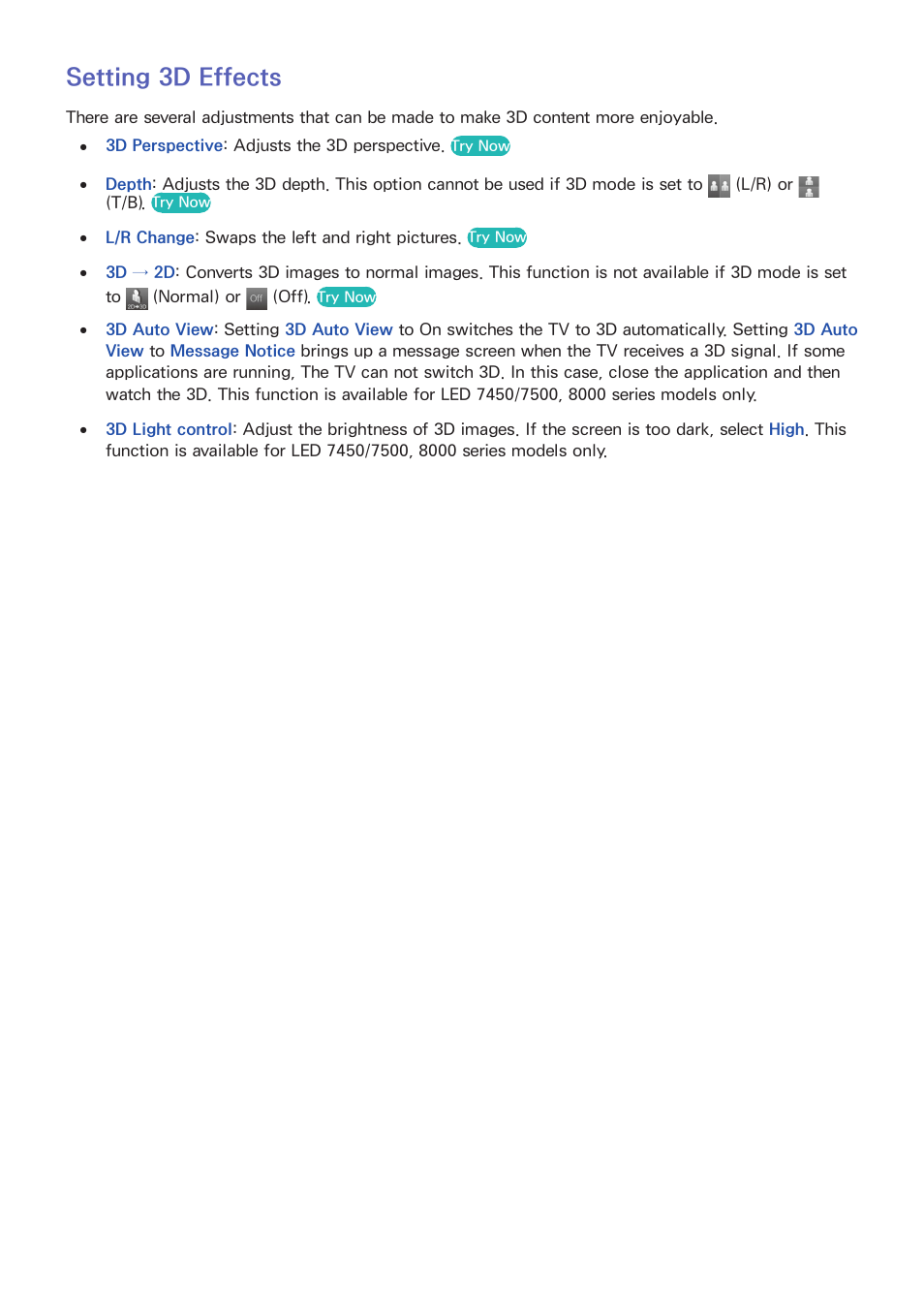 88 setting 3d effects, Setting 3d effects | Samsung UN85S9VFXZA User Manual | Page 95 / 193