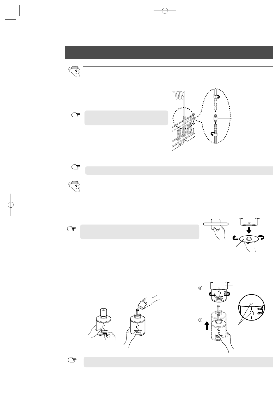 Installation of the water dispenser line, Install the water filter, Connect the water line to the refrigerator | Samsung RS2533SW-XAA User Manual | Page 27 / 32