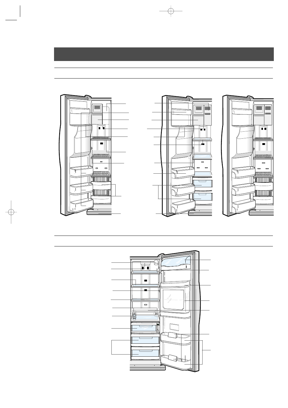 Shelves and bins, Freezer, Refrigerator | Samsung RS2533SW-XAA User Manual | Page 8 / 32
