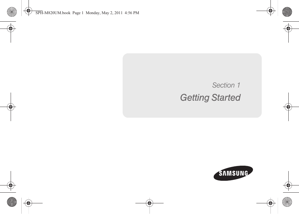 Getting started, Section 1: getting started | Samsung SPH-M820ZKABST User Manual | Page 15 / 225