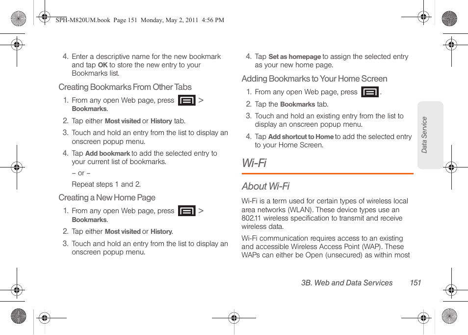 Wi-fi, About wi-fi | Samsung SPH-M820ZKABST User Manual | Page 165 / 225
