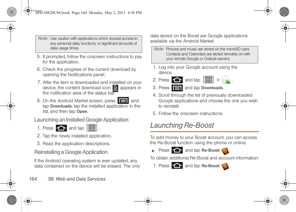 Launching re-boost | Samsung SPH-M820ZKABST User Manual | Page 178 / 225