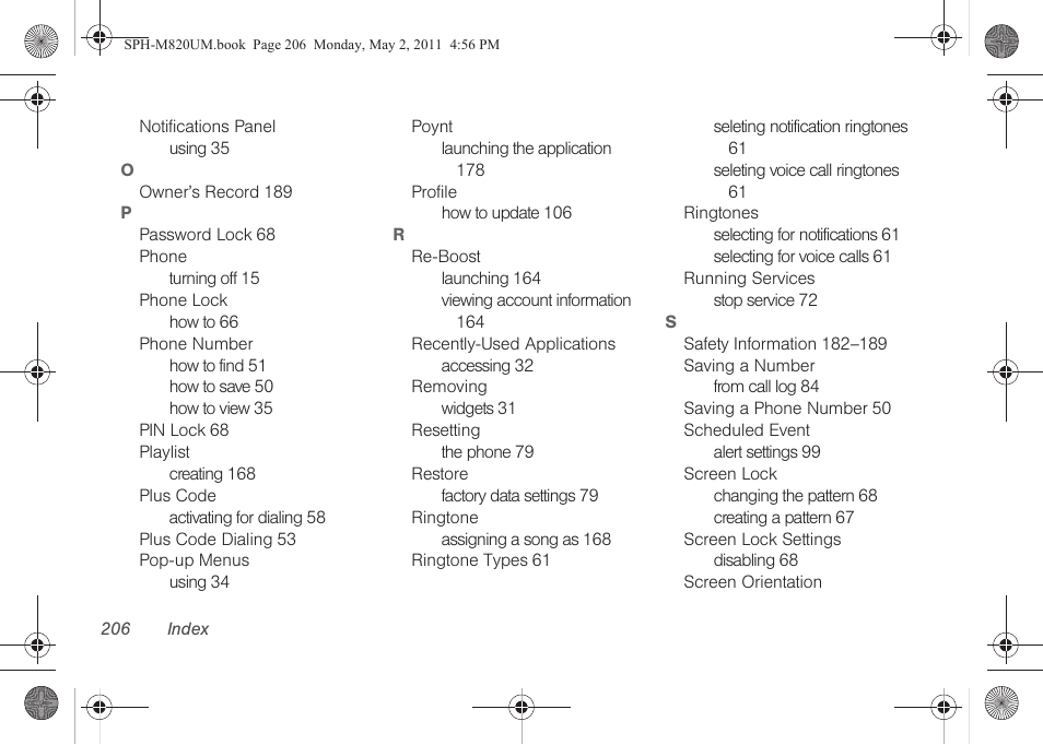 Samsung SPH-M820ZKABST User Manual | Page 221 / 225