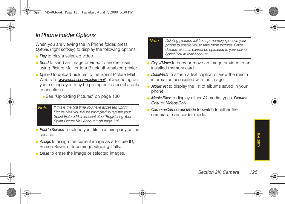 In phone folder options | Samsung SPH-M540ZPASPR User Manual | Page 141 / 231