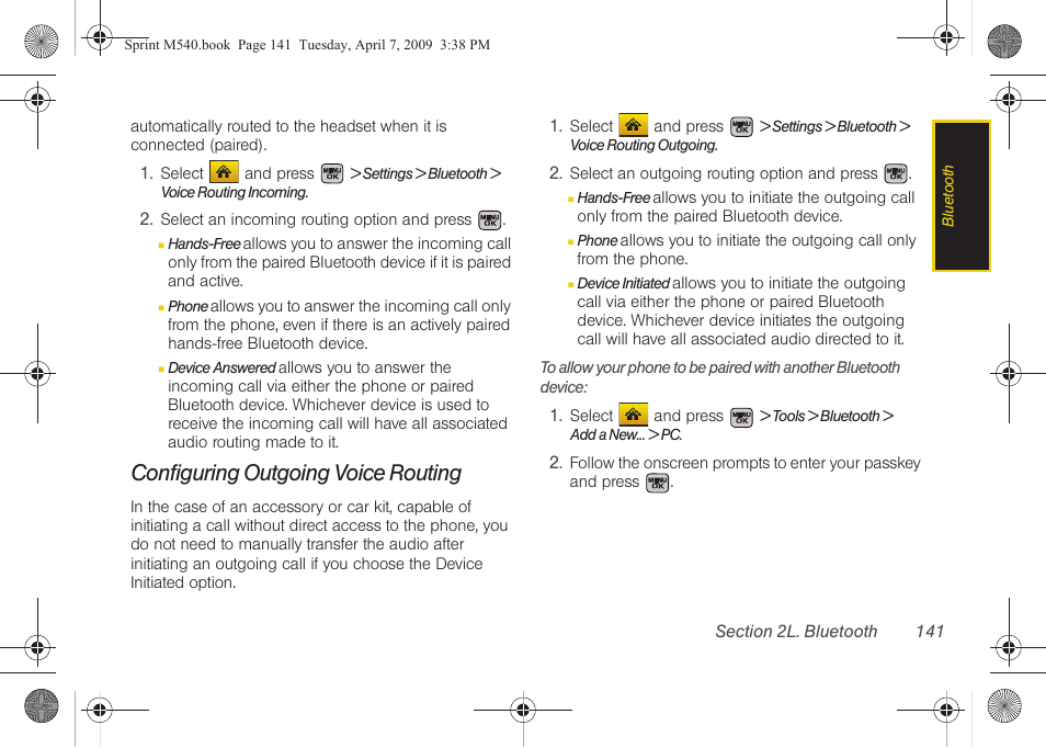 Configuring outgoing voice routing | Samsung SPH-M540ZPASPR User Manual | Page 157 / 231