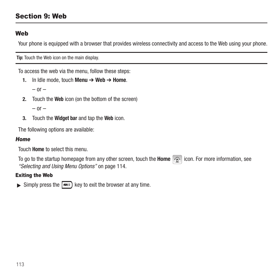 Section 9: web | Samsung SGH-T929ZKDTMB User Manual | Page 116 / 200