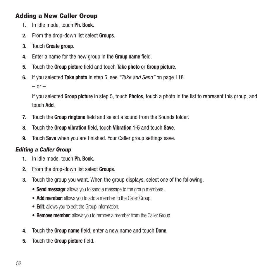 Adding a new caller group | Samsung SGH-T929ZKDTMB User Manual | Page 56 / 200