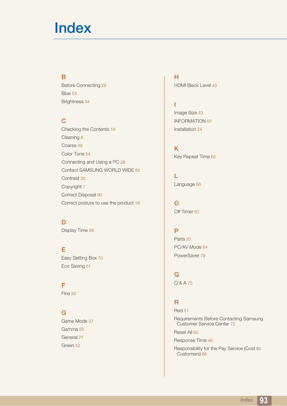 Index | Samsung LS27D390HS-ZA User Manual | Page 93 / 94