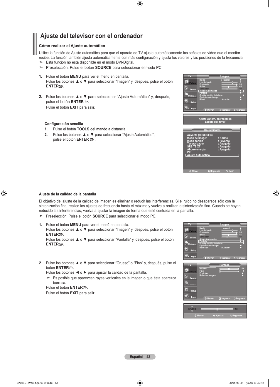 Ajuste del televisor con el ordenador | Samsung LN37A450C1XZP User Manual | Page 106 / 125