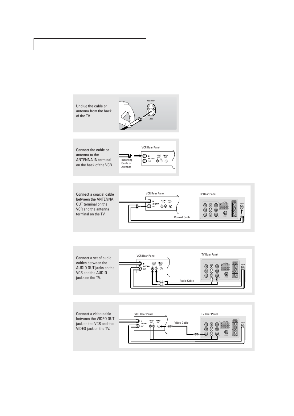 Connecting a vcr | Samsung TXR2735X-XAA User Manual | Page 15 / 62