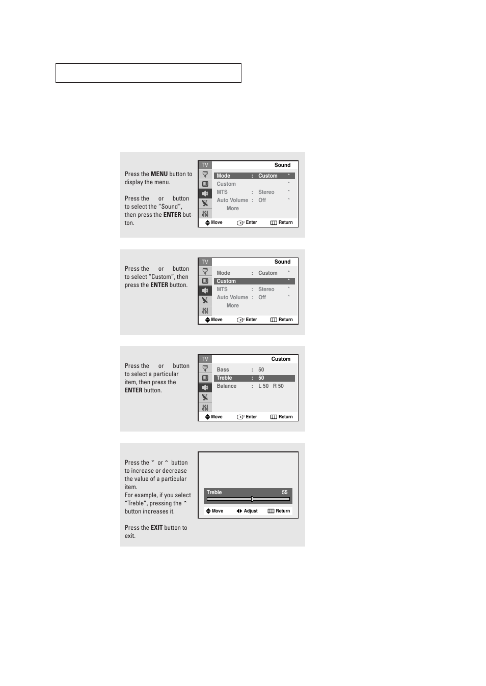 Customizing the sound | Samsung TXR2735X-XAA User Manual | Page 35 / 62