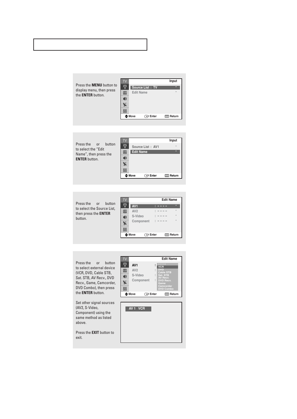 Assigning names to external input mode | Samsung TXR2735X-XAA User Manual | Page 38 / 62
