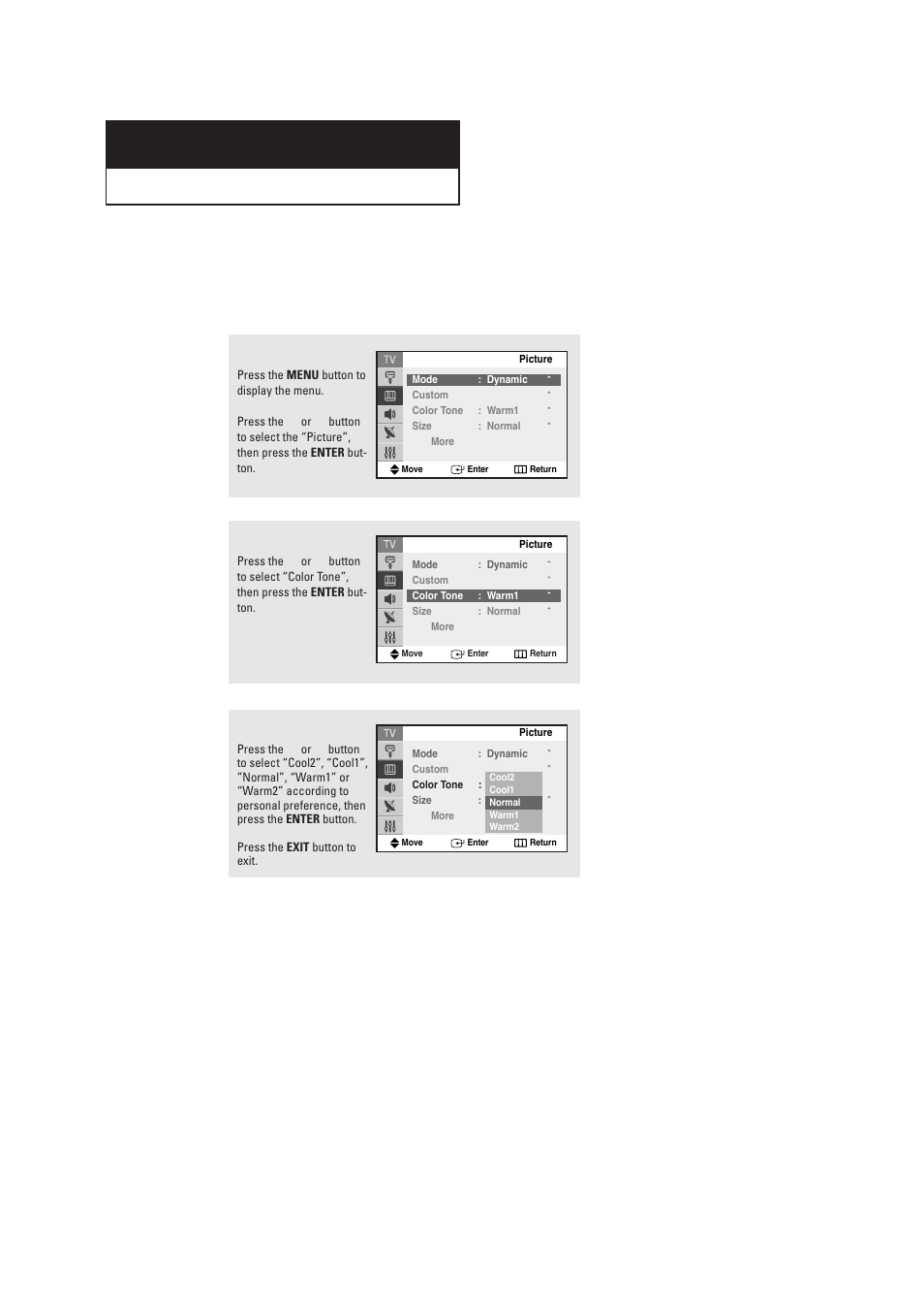 Chapter four : special features, Changing the color tone | Samsung TXR2735X-XAA User Manual | Page 39 / 62