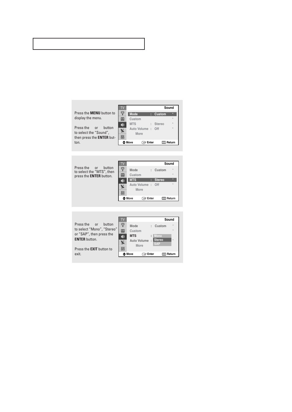 Choosing a multi-channel sound (mts)soundtrack, Choosing a multi-channel sound (mts) soundtrack | Samsung TXR2735X-XAA User Manual | Page 44 / 62