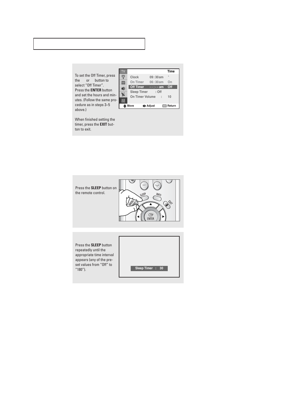 Setting the sleep timer | Samsung TXR2735X-XAA User Manual | Page 47 / 62