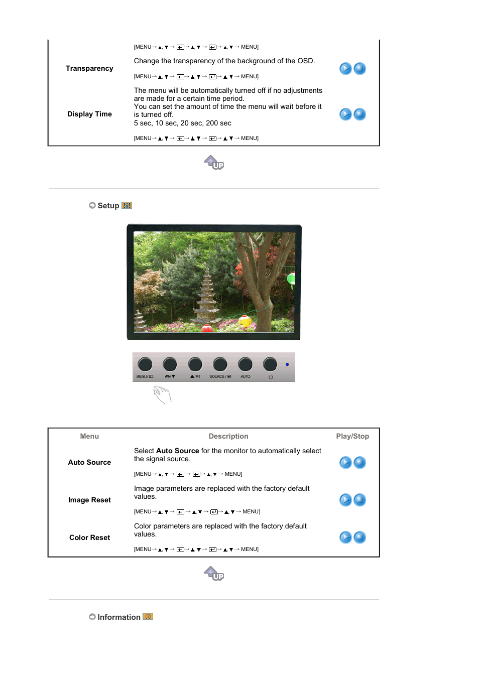 Setup, Information | Samsung LS19WJWKSV-XAA User Manual | Page 34 / 48