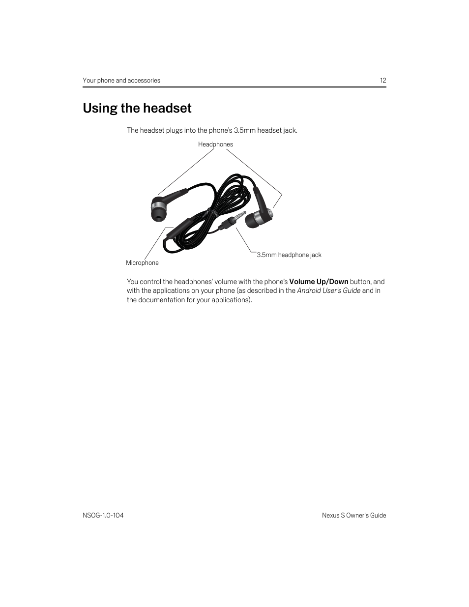 Using the headset, Using the headset 12 | Samsung OG-I9020FSTTMB User Manual | Page 12 / 16