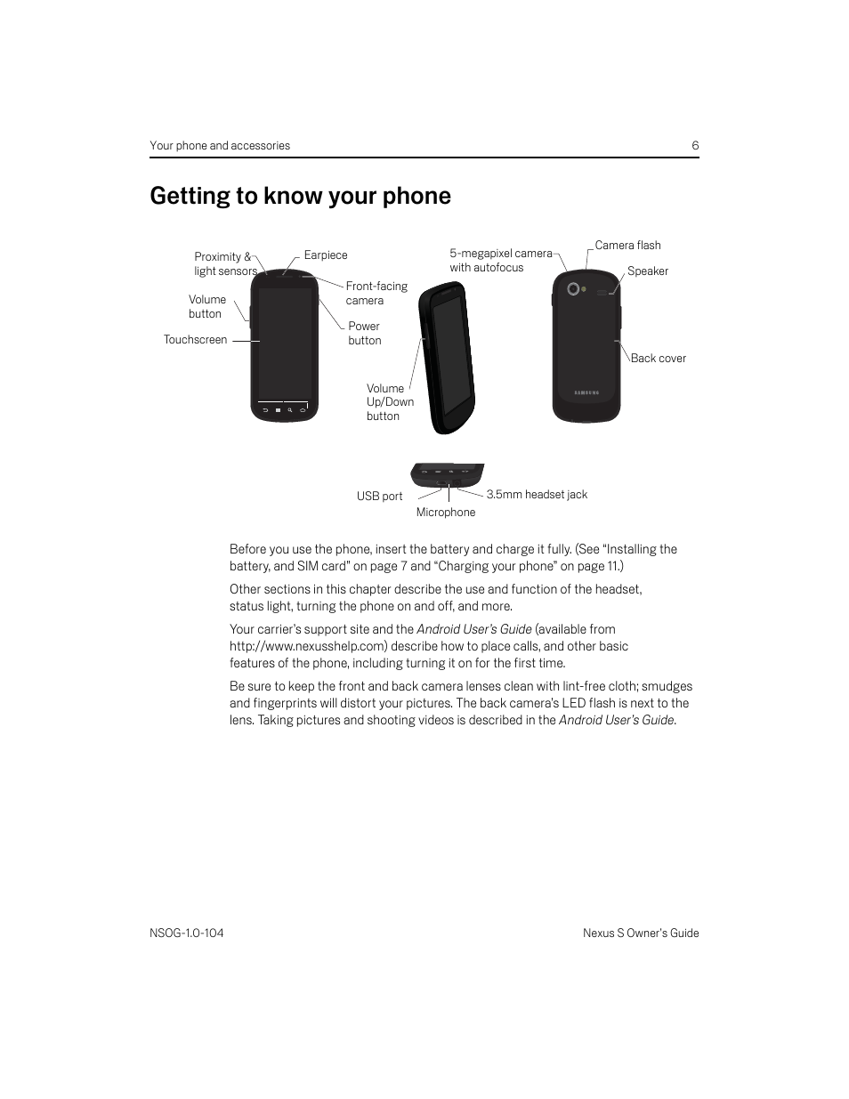 Getting to know your phone, Getting to know your phone 6 | Samsung OG-I9020FSTTMB User Manual | Page 6 / 16