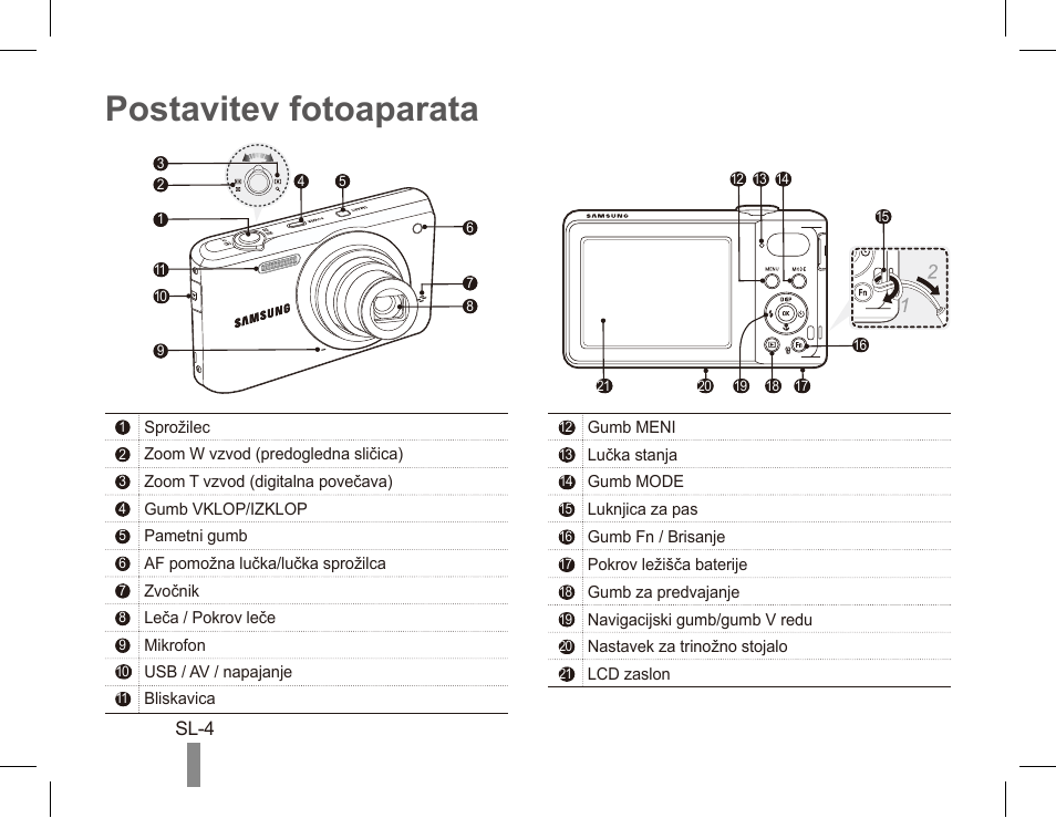 Postavitev fotoaparata | Samsung EC-PL80ZZBPRCA User Manual | Page 124 / 142