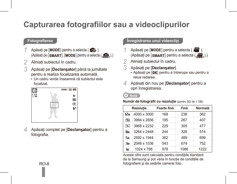 Capturarea fotografiilor sau a videoclipurilor | Samsung EC-PL80ZZBPRCA User Manual | Page 88 / 142