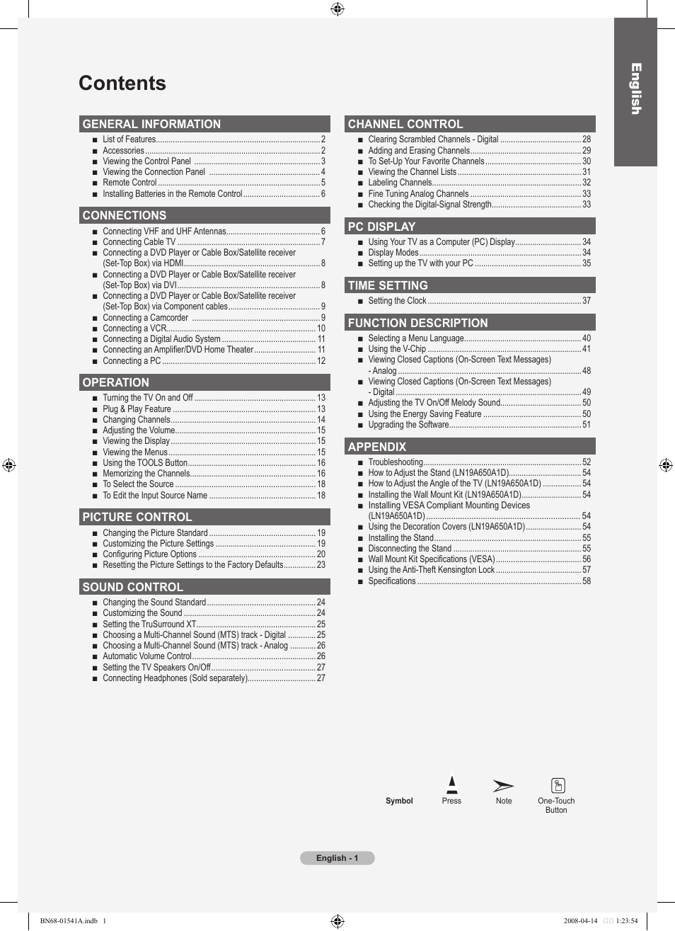 Samsung LN22A650A1DXZA User Manual | Page 3 / 121