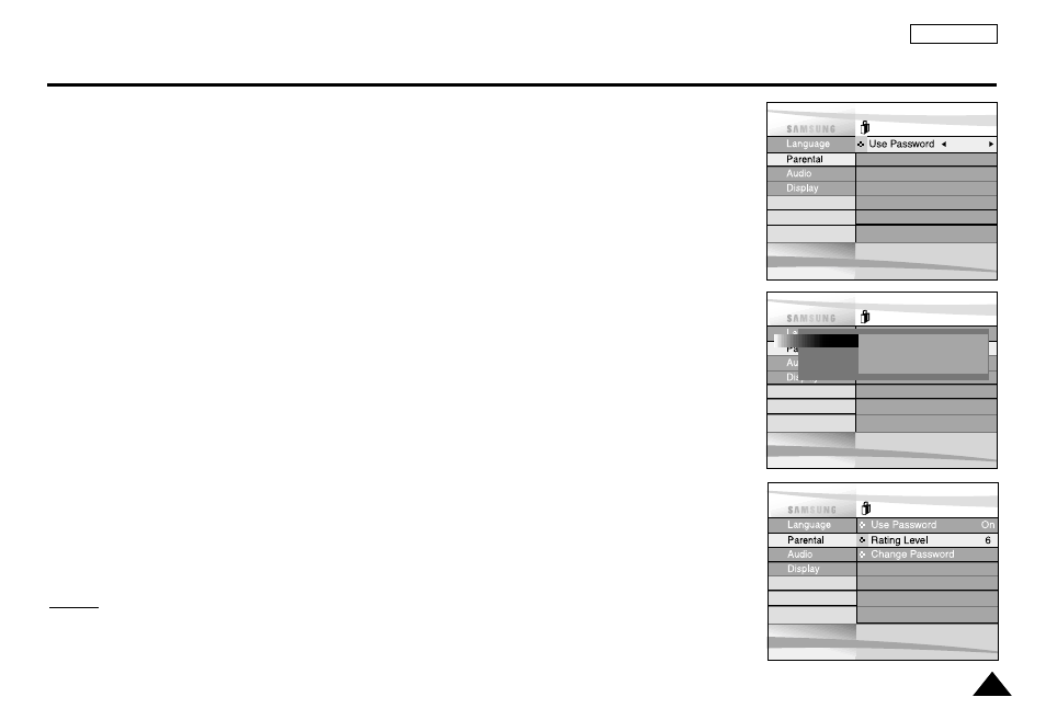 Setting up the parental control | Samsung DVD-L100A-XAX User Manual | Page 54 / 66
