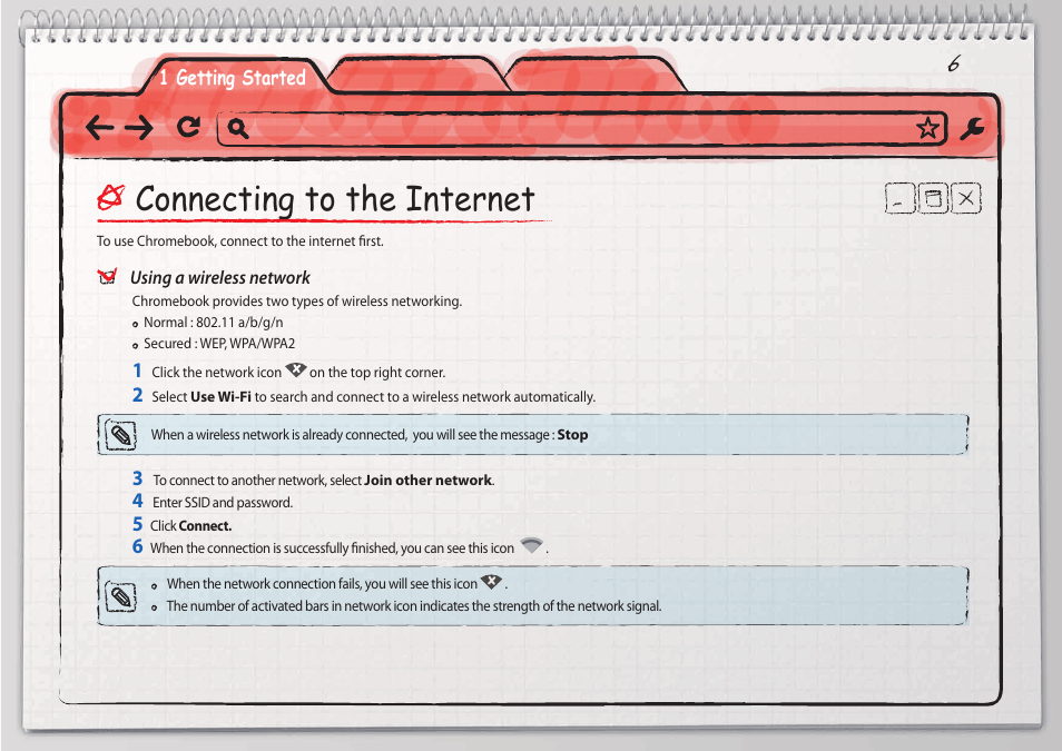 Connecting to the internet | Samsung XE500C21-H01US User Manual | Page 6 / 41