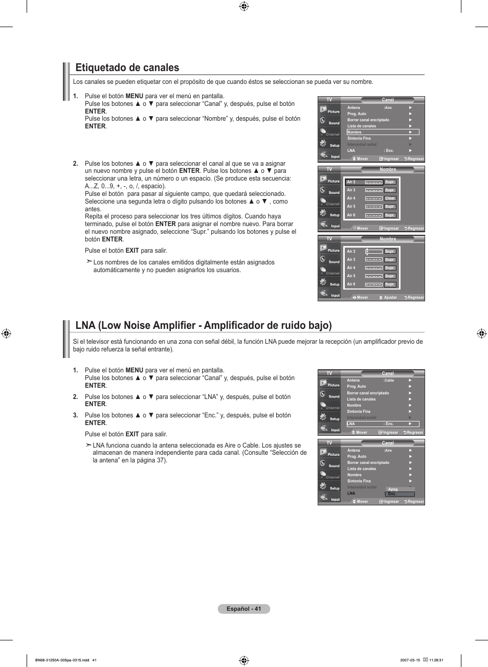 Etiquetado de canales | Samsung LNT4032HX-XAA User Manual | Page 119 / 147