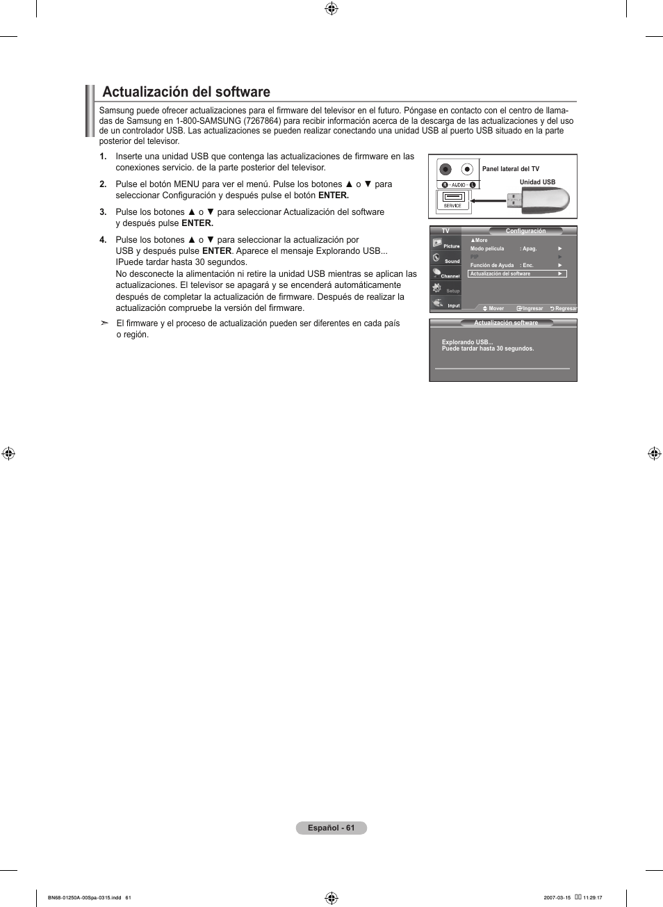 Actualización del software | Samsung LNT4032HX-XAA User Manual | Page 139 / 147