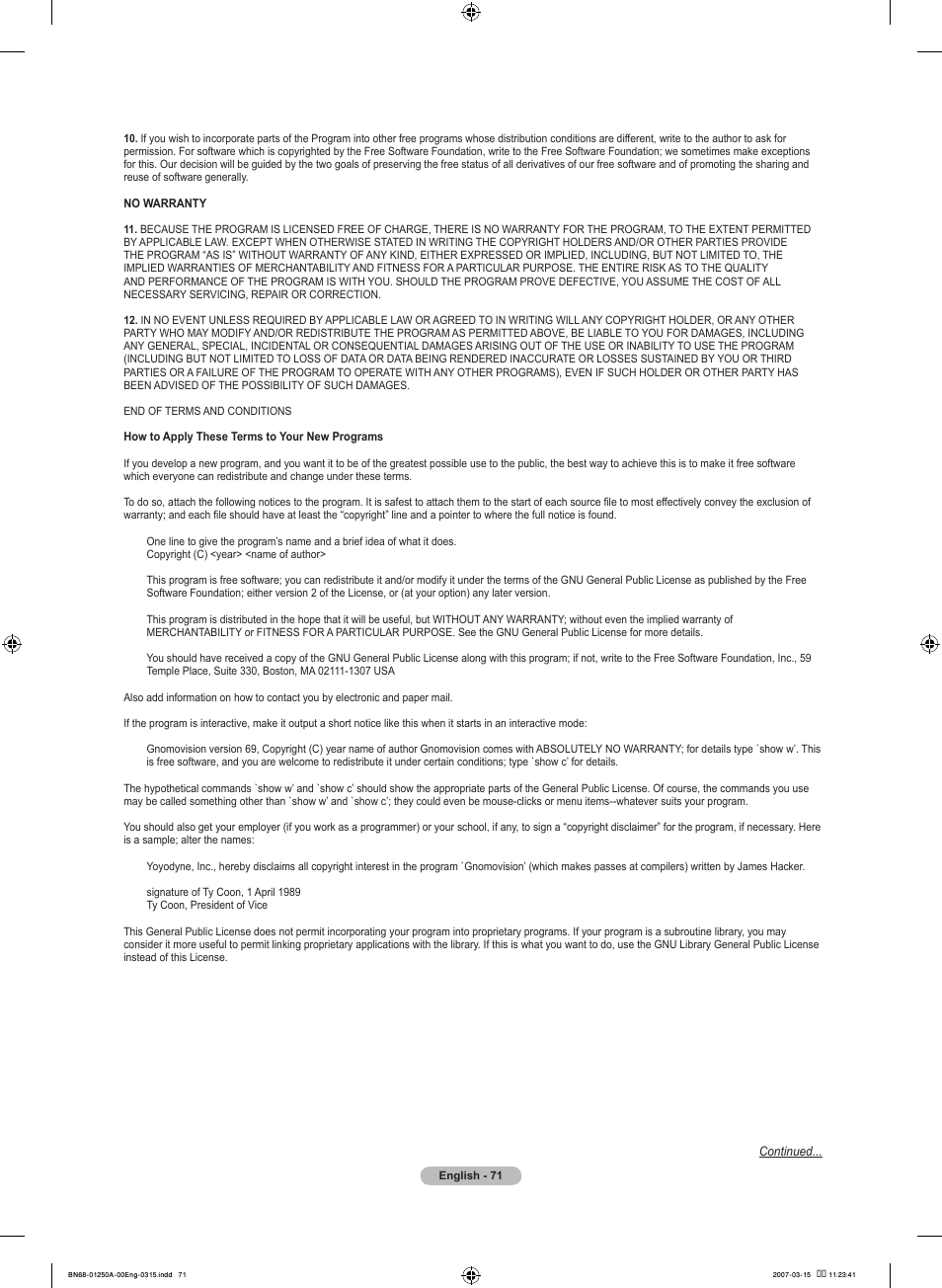 Samsung LNT4032HX-XAA User Manual | Page 73 / 147