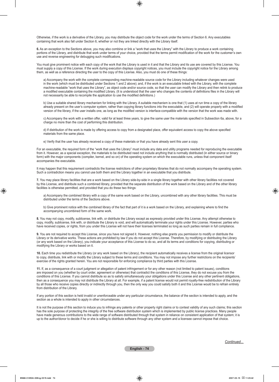 Samsung LNT4032HX-XAA User Manual | Page 76 / 147