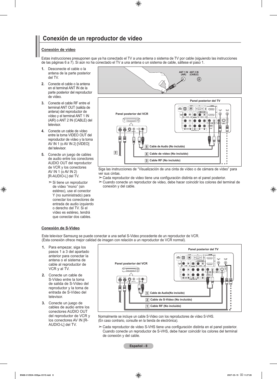 Conexión de un reproductor de vídeo | Samsung LNT4032HX-XAA User Manual | Page 86 / 147