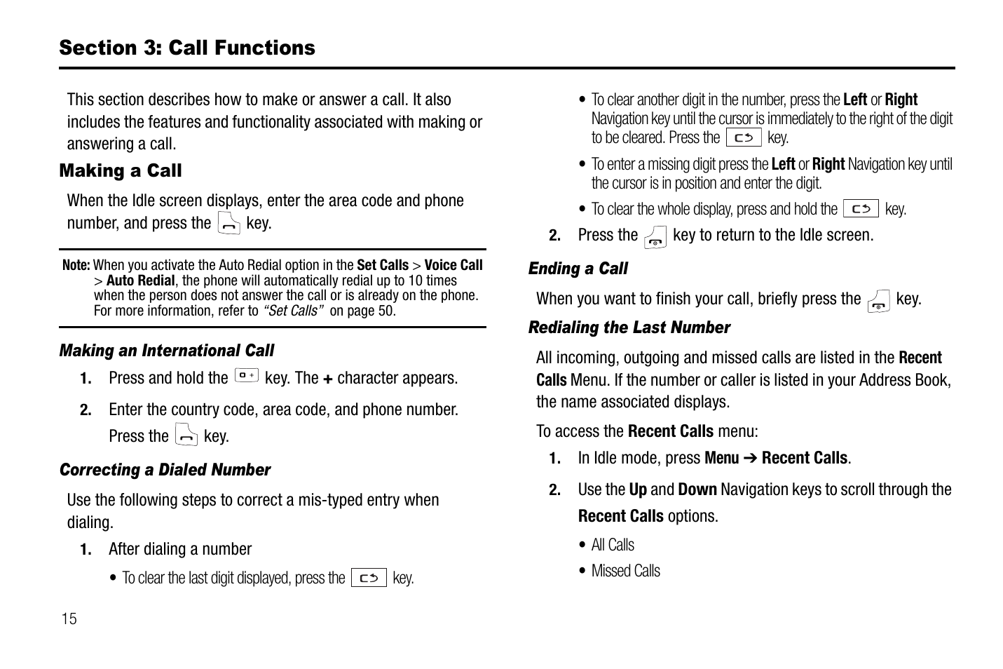 Section 3: call functions, Making a call | Samsung SGH-A237RKAATT User Manual | Page 18 / 100