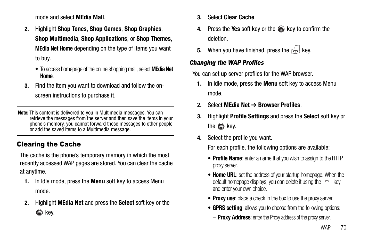 Clearing the cache | Samsung SGH-A237RKAATT User Manual | Page 73 / 100