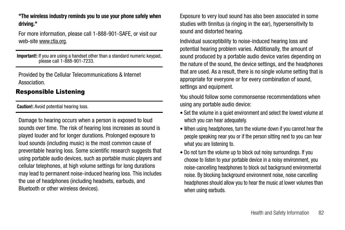 Responsible listening | Samsung SGH-A237RKAATT User Manual | Page 85 / 100