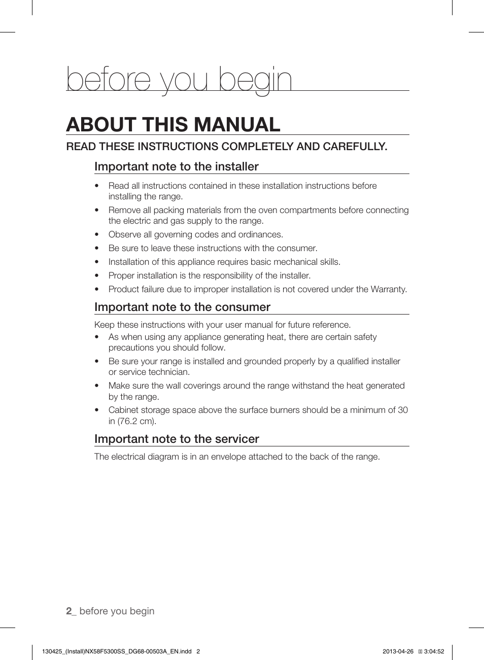 Before you begin, About this manual | Samsung NX58F5300SS-AA User Manual | Page 2 / 40